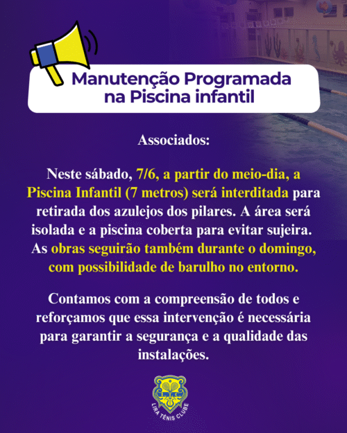 Manutenção Programada na Piscina Infantil